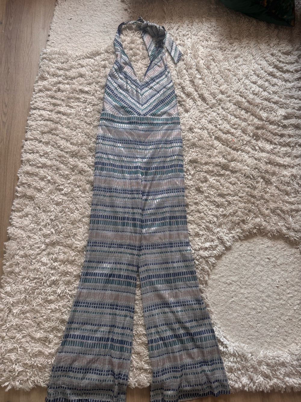 Ramy Brook Striped Halter Jumpsuit in Blue, Gray and Teal - Picture 5 of 8
